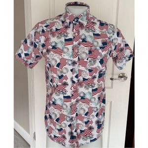 Free Planet Button Up Patriotic Flag Shirt